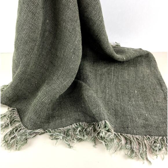 FLAX By Jeanne Engelhart Linen Green Shawl Wrap Lagenlook - Picture 1 of 5